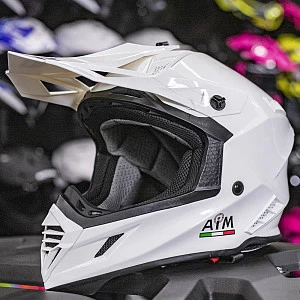 Шлем кроссовый AiM RH855 (Fiber Glass) (бел глянц, XL)