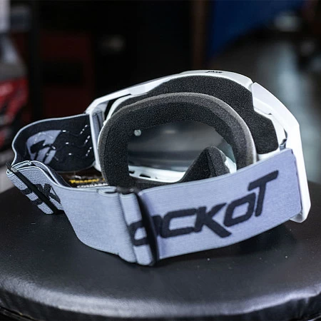 Очки кроссовые ROCKOT RM-147 прозрачная линза (бел/син)